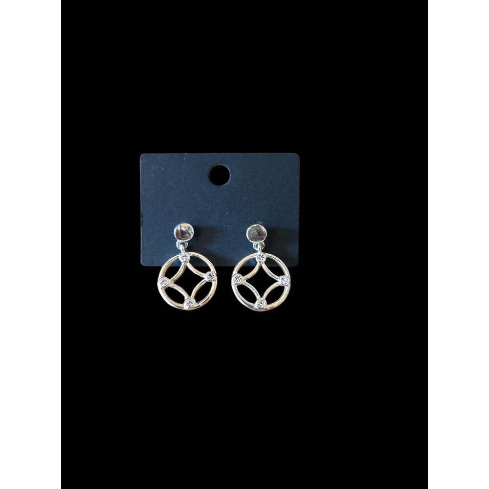 Faux silver and diamond geometric earrings